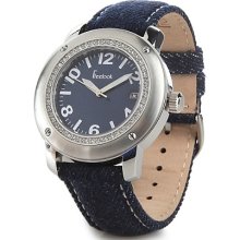 Cavalier Ladies' Crystal Bezel Dark Blue Denim Strap Watch