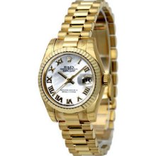 Certified Pre-Owned Rolex Ladies President Gold Diamond Watch 79138