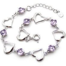 CET Domain Purple Heart Zirconium Crystal Bracelet for Girls Fashion Jewelry