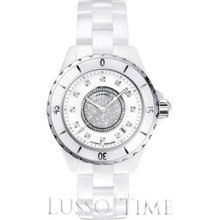 Chanel J12 Jewelry White Ceramic 38 MM Diamond Dial & Center Pave Diamonds Ladies Watch - H1759