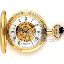 Charles Hubert 3576G Mechanical 17 Jewel Gold Pocket Watch