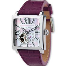 Charles Hubert Mens Purple Leather Automatic Watch XWA3217