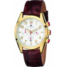 Charles-Hubert Paris 3895-G Mens Gold-Plated Stainless Steel White Dial Chronograph Watch