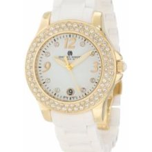 Charles-Hubert Paris 6789-W Gold-Plated Stainless Steel Case Ceramic Band White Dial Watch