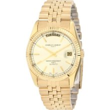 Charles Hubert Paris Men's Classic Collection Dress Watch Gold Day Date Display