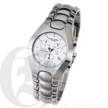 Charles Hubert Premium Mens White Dial Titanium Case Chronograph Watch 3573-W