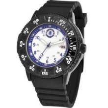 Chelsea Football Club Silicon Men's Quartz Watch With White Dial Analogue Display And Black Silicone Strap Ga3258