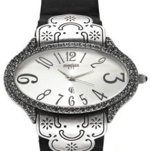 Chete And Laroche Black Satin Strap Vintage Look Ladies Watch