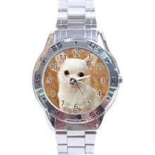 Chihuahua Dog Cute Stainless Steel Analogue Menâ€™s Watch Fashion Hot