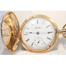 Circa 1887 14kt Yellow Gold Hunter Case Pocket Watch