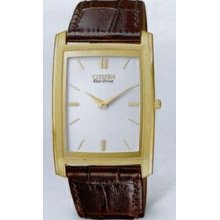 Citizen Eco Drive Brown/Gold Rectangular Dial Stiletto Watch