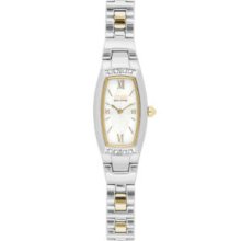 Citizen Eco-Drive Ladies Diamond White Dial Two Tone Dress Watch EG2464-59A