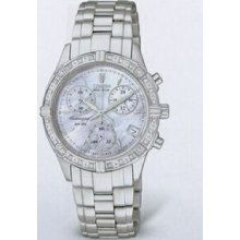 Citizen Eco Drive Ladies` Diamond Chronograph Watch With 28 Diamonds