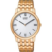 Citizen Eco-drive Rose Gold Tone White Textured Dial Men's Watch Ar1123-51a