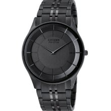 Citizen Eco-drive Stiletto Black Ion Plated Black Dial Mens Watch Ar3015-53e Sd
