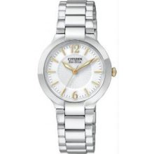 Citizen EP5984-52A Womens Stainless Steel Firenza Eco-Drive Silver Dial Sapphire Gold Hands and Markers