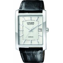 Citizen Men's Quartz Watch With White Dial Analogue Display And Black Leather Strap Bm6781-04A