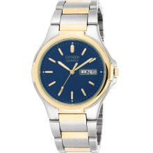 Citizen Quartz Mens Analog Stainless Watch - Two-tone Bracelet - Blue Dial - BK3564-52L