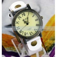 Classic Retro Ladys Women Mens Leather Band Roma Dial Wrist Watch 7 Colors Gift