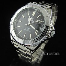 Classical Men's Date Black Dial Stainless Steel Automatic Mechanical Wrist Watch
