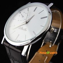 Classical Simple White Dial Analog Couple Style Wrist Quartz Watch For Men Boys