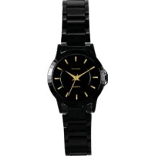 Clinton Lady`s Brushed & Polished Metal Bracelet Watch W/Black Dial