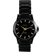 Clinton Men`s Brushed & Polished Metal Bracelet Watch W/Black Dial