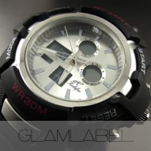 Clock Rubber Dual Wo-men Hours Date Hand Digital Water Wrist Stop-watch Wc158
