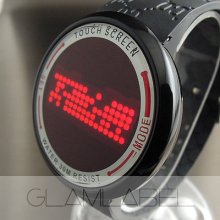 Clock Water Digital Led Touch Screen Hours Date Black Rubber Wrist Watch Wc097