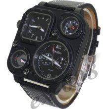 Cool Mens Dual Time Sport Quartz Analog Watch Wristwatch T