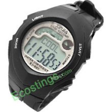 Cool Water Resistant Digital LCD Screen Plastic Sports Alarm Watch