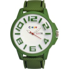 Crayo Unisex Horizon Analog Stainless Watch - Green Rubber Strap - White Dial - CRACR0104