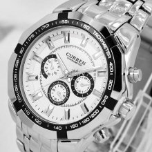 Curren New Luxury Fashion Quartz Dial Clock Steel Band Wrist Watch F