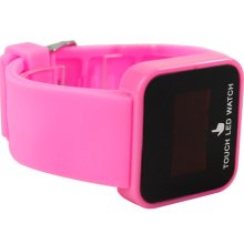 Cute Unisex Silicone Touch Screen Red Led Flashing Wristband Watch Pink