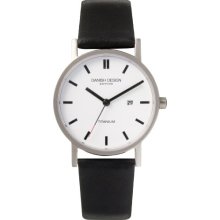 Danish Design Women's Quartz Watch With White Dial Analogue Display And Black Leather Strap Dz120016