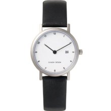 Danish Design Women's Quartz Watch With White Dial Analogue Display And Black Leather Strap Dz120006