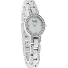 David Tutera Ladies Crystal MOP Silver Bracelet Dress Quartz Watch DT12/14786