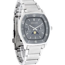 Decade Quartz Mens Silver Tone Moonphase Multi-Function Design Dress Watch 31362