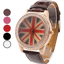 Design Women's Flag PU Analog Quartz Wrist Fashion Watch (Assorted Colors)