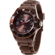 Detomaso Colorato 44Mm Large Unisex Quartz Watch With Brown Dial Analogue Display And Brown Silicone Strap Dt2012-K