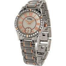 Diamonique Sub-Dial Adjustable Bracelet Watch - Two Tone Rose - One Size