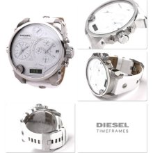 Diesel Dz7194 Silver Oversize 56mm Watch, 4 Time Zone Men’s Watch 30m.