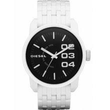 Diesel Mens Analog Stainless Watch - Whtie Bracelet - Black Dial - DZ1522