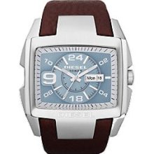 Diesel Mens Analog Stainless Watch - Brown Leather Strap - Blue Dial - DZ4246