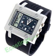 Digital and Quartz Multifunction Sports Wristwatch + Blue Strap