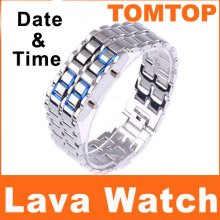 Digital Lava Iron Style Men Lady Sport Blue LED Watch B