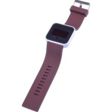 Digital Led Touch Screen Hours Date Brwon Rubber Wrist Unisex Watch