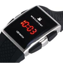 digital red led stainless steel wristwatch sports watch