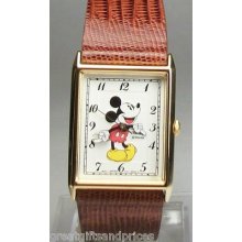 Disney Gold Tanq Seiko Mens Mickey Mouse Watch Hard To Find