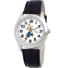 Disney Men's D140s002 Goofy Black Leather Strap Watch